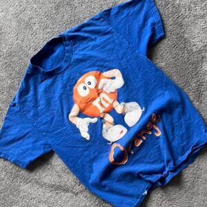 Vintage M&M's Orange Character Graphic Tee - Royal Blue Cotton